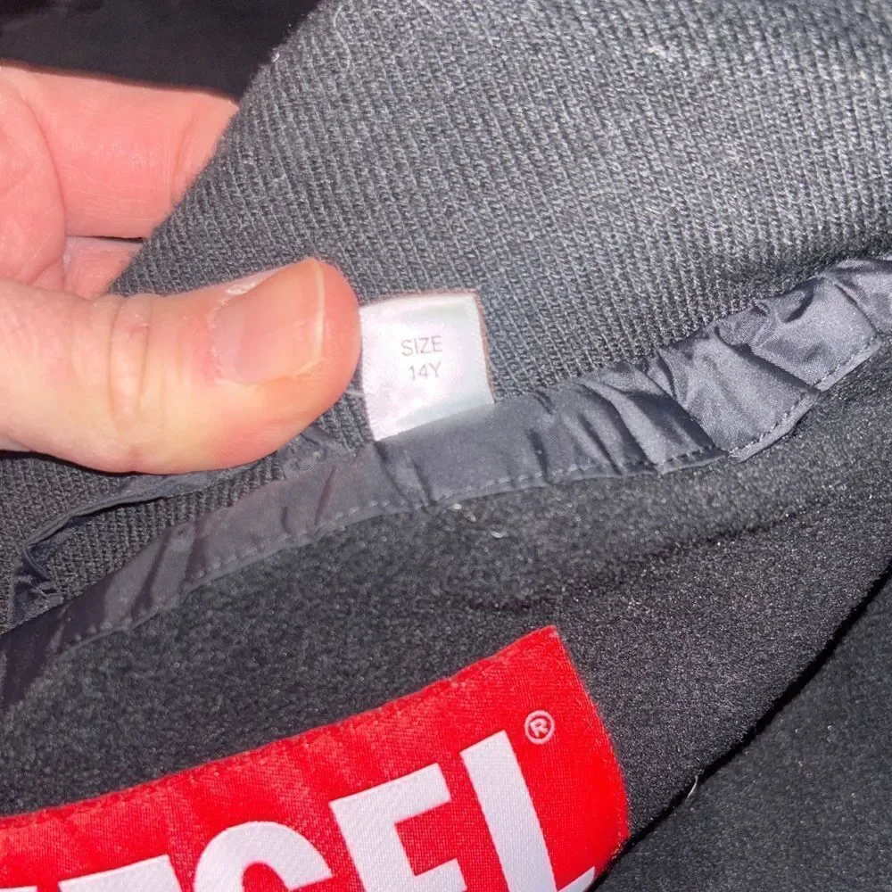 Youth Black Diesel Puffer Jacket with Hood